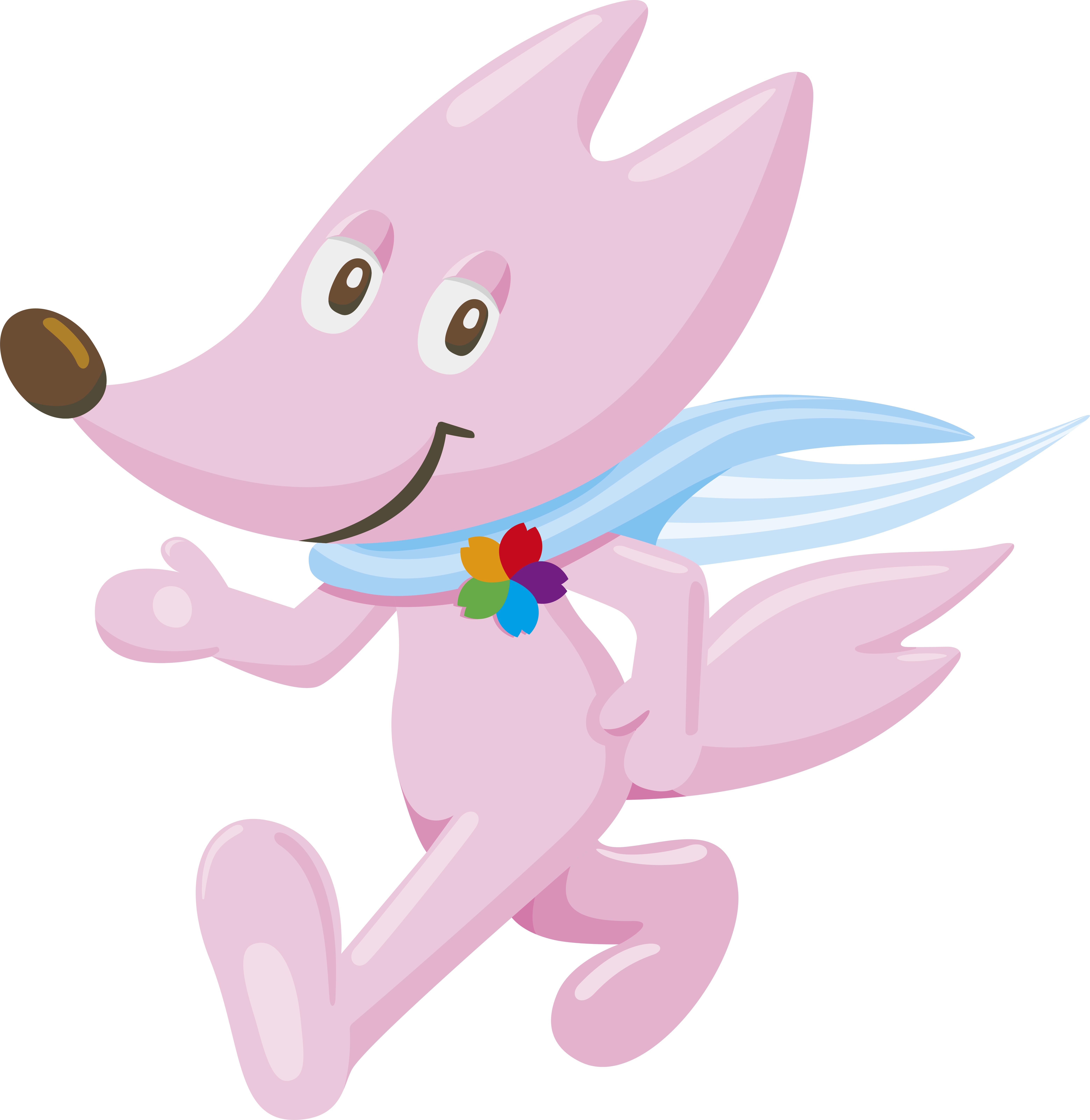 ピンク色のキツネがポーズを決めているイラスト