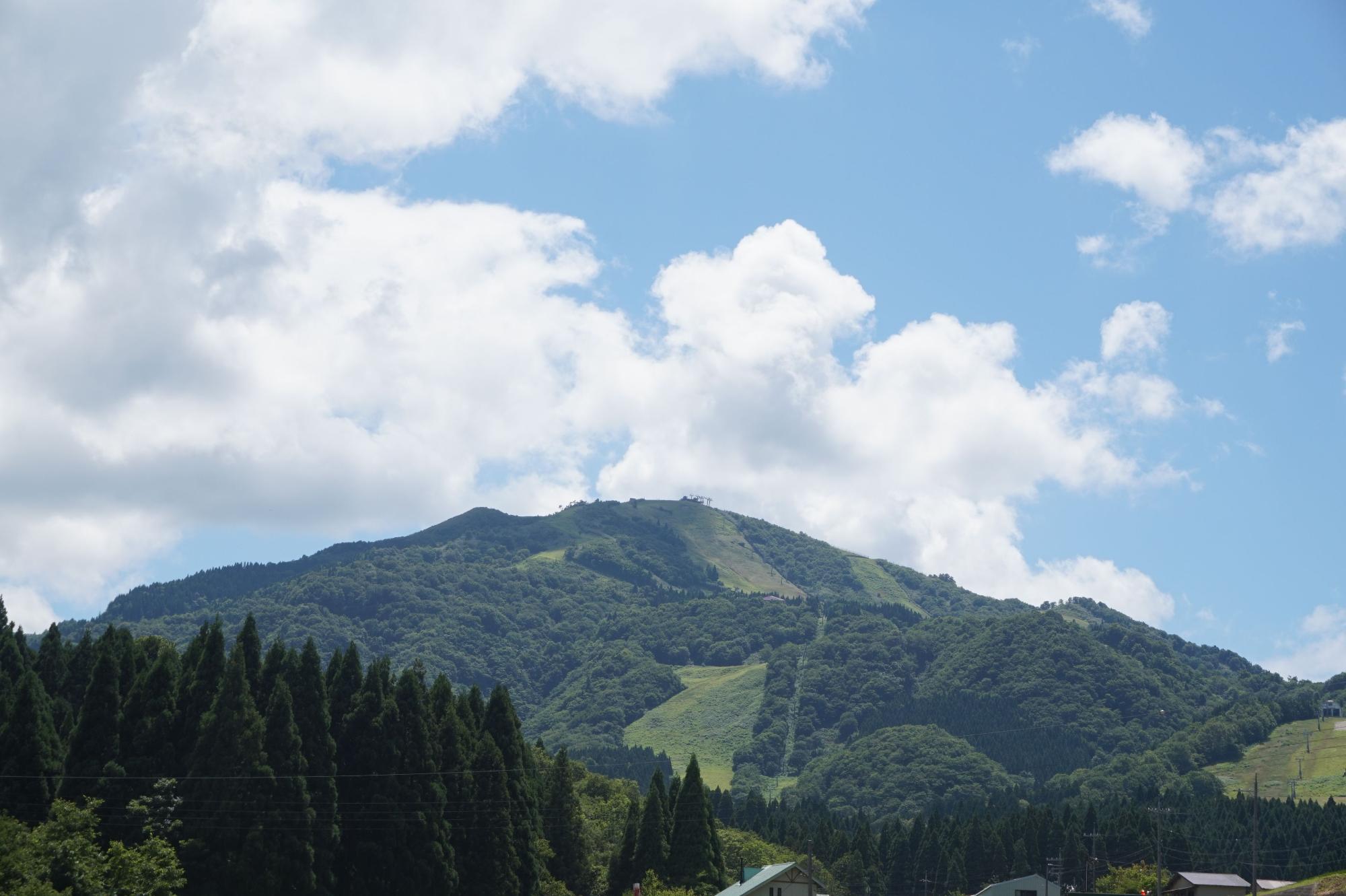 山の麓から山頂を見上げている写真