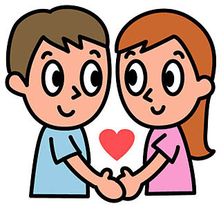 男女が手をつないでいるイラスト