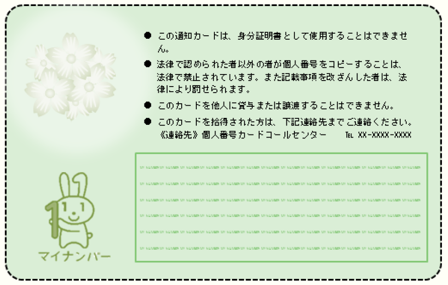 通知カード裏面の見本