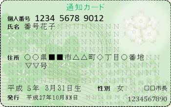 通知カード表面の見本