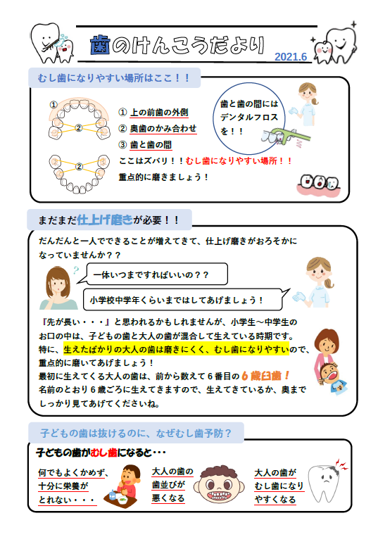 歯のけんこうだより(令和3年 No.1)のチラシ