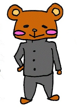 ツキノワグマをモチーフとした、学生服を着た男の子のゆるキャラ、おーたんのイラスト