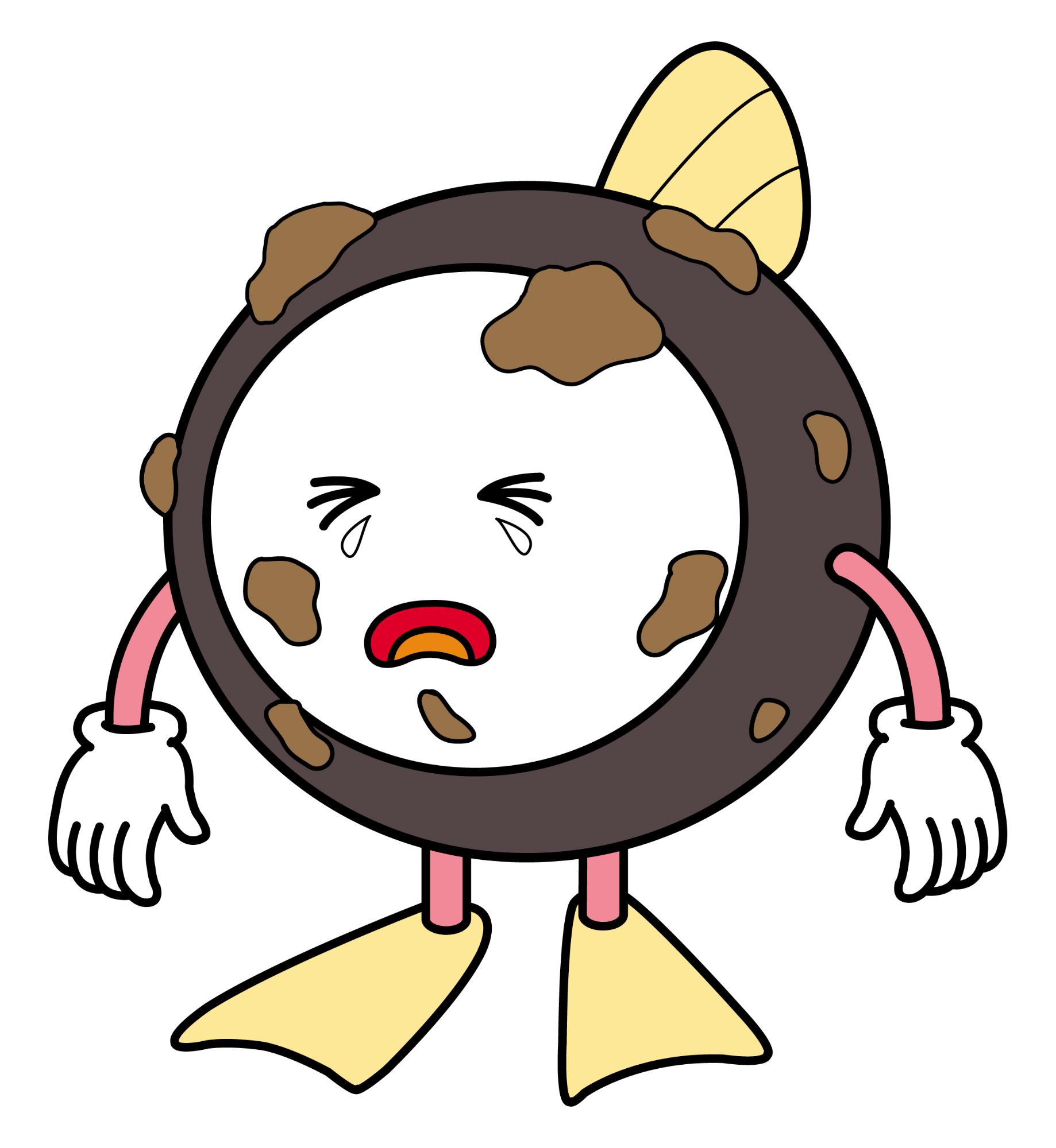 泥だらけになって泣いているキャラクターのイラスト 詳細は以下