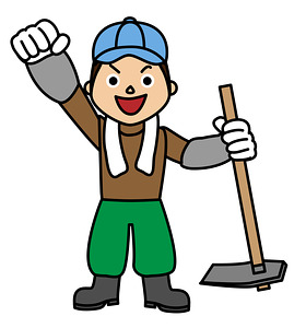 くわをもった農家のイラスト