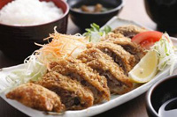 白い皿に揚げ物やキャベツなどが盛られている写真