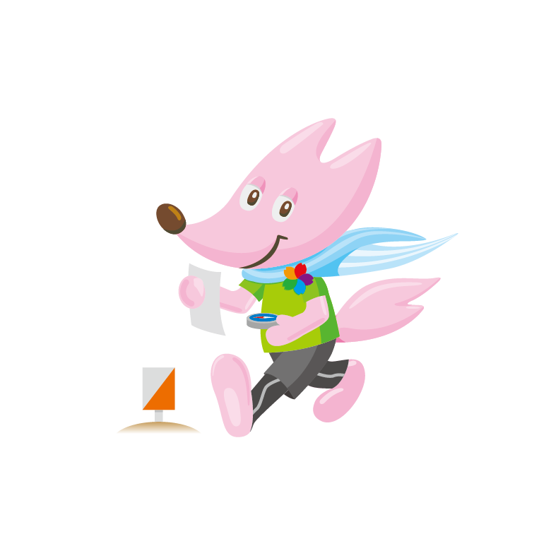 ピンク色のキツネが紙を持っているイラスト