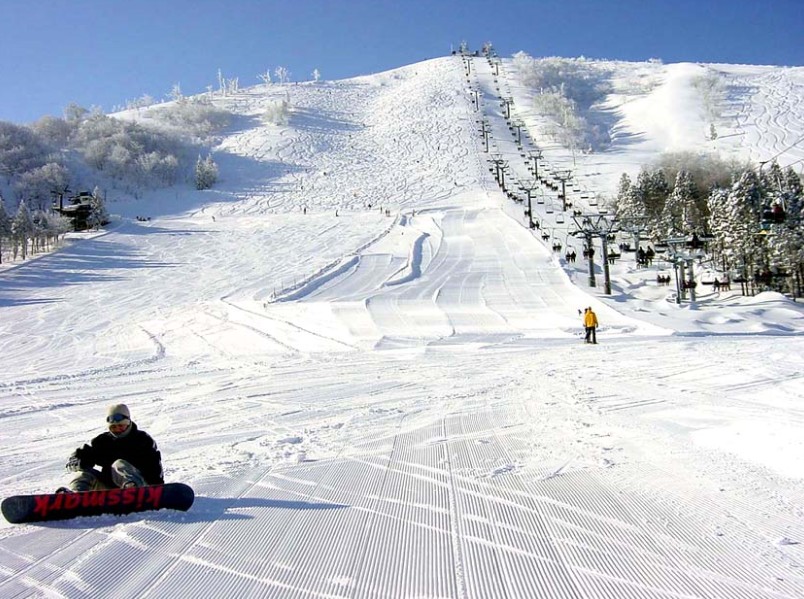 雪の積もった坂を見上げている写真