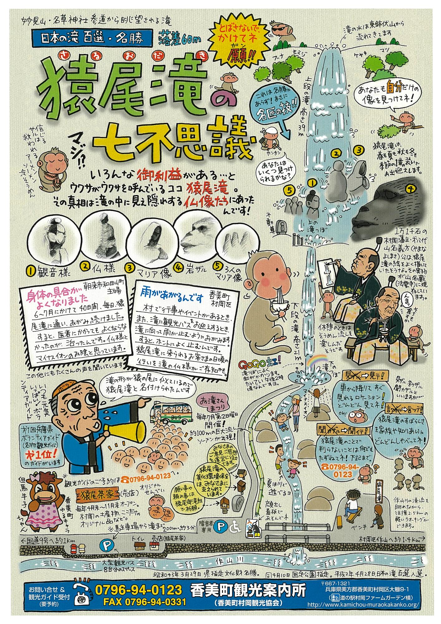 猿尾滝の七不思議を説明しているパンフレット
