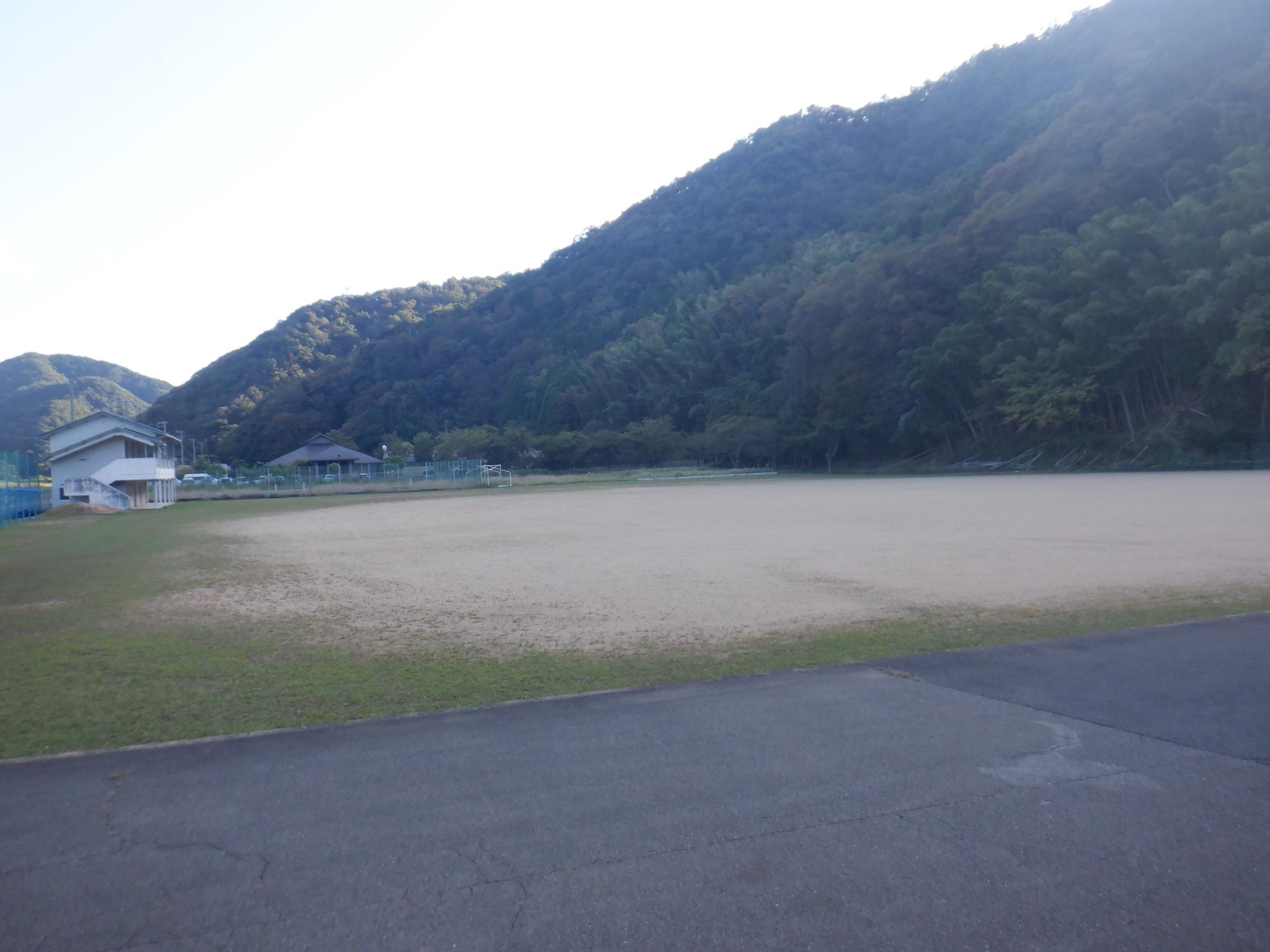 芝生が剥げて砂が見えているグラウンドの写真