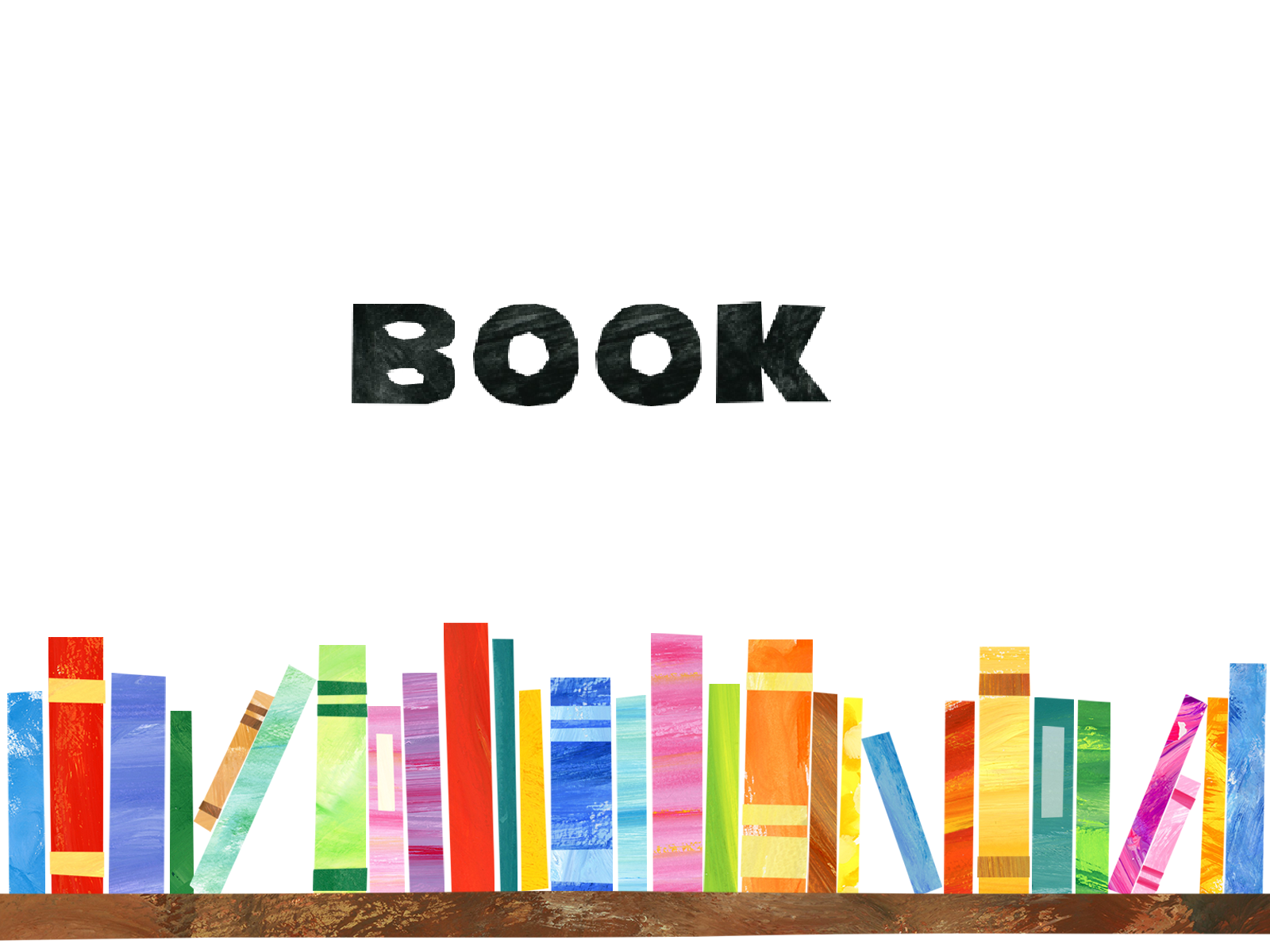 「BOOK」のテキストとシェルフに本が整列しているイラスト