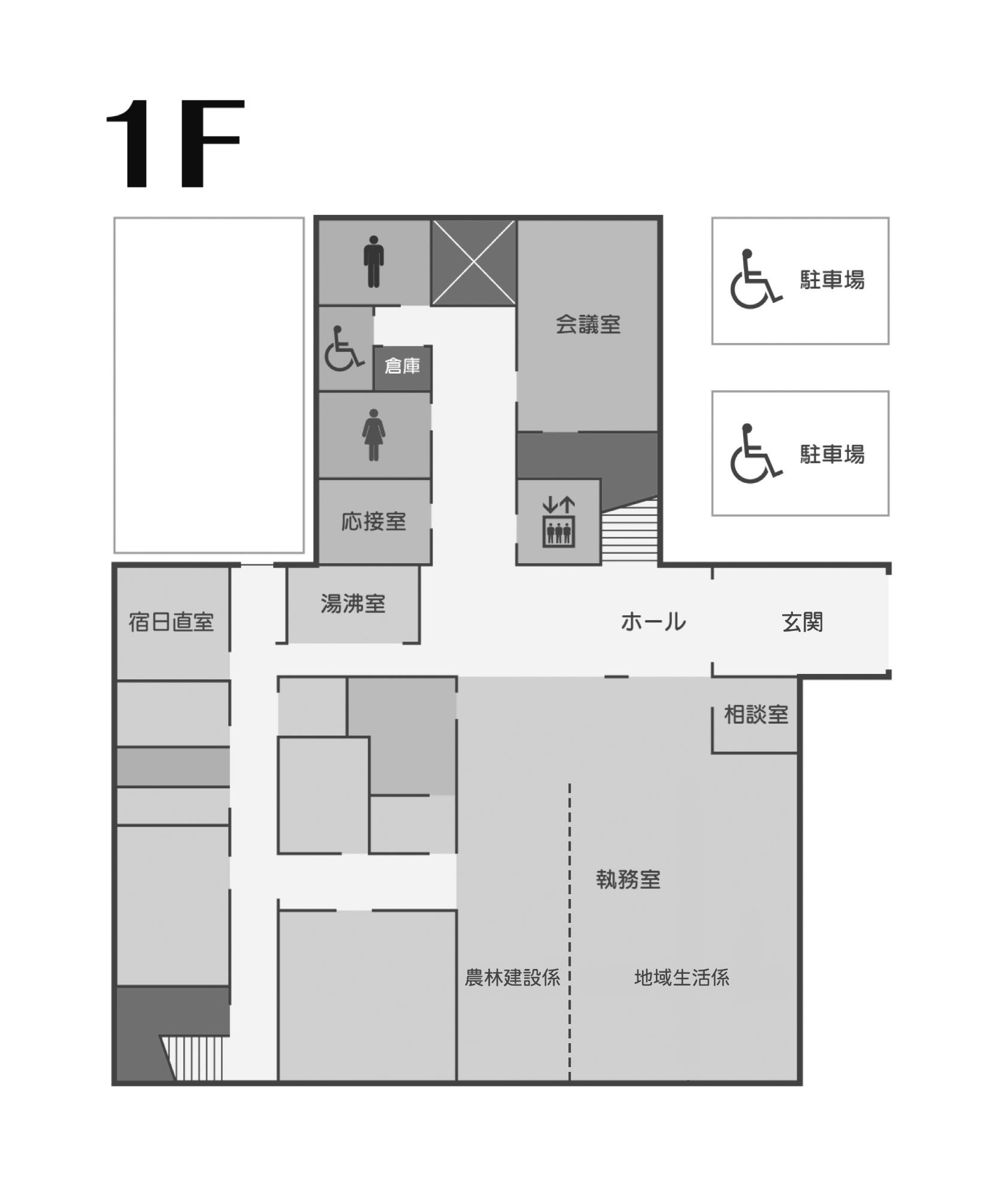 小代地域局の1階の案内図