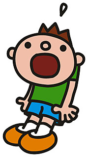 口を開けて驚いた素振りそしている子供のイラスト