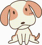 茶色い耳にベージュの肌の犬のイラスト