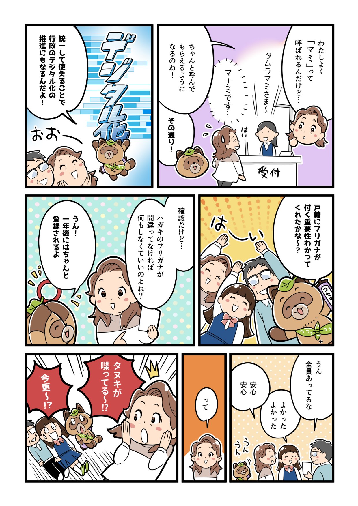 戸籍へのフリガナ記載に関するマンガ4ページ