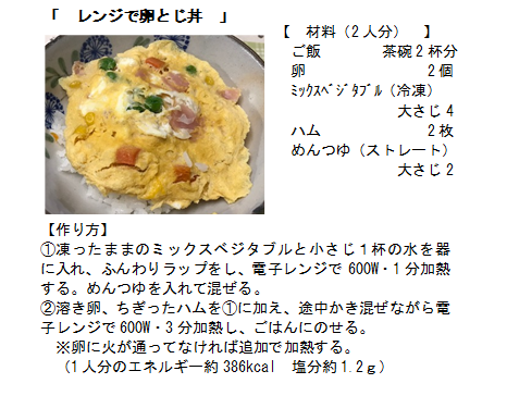 「レンジで卵とじ丼」のレシピ