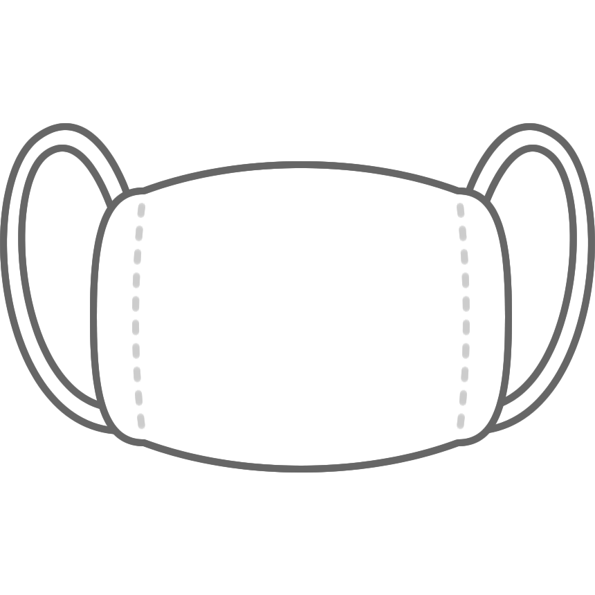 耳ひも付きの白い不織布マスクのイラスト